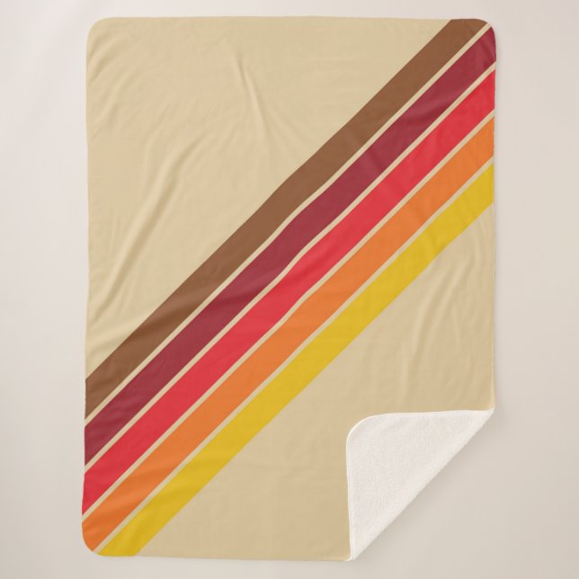 Colourful Striped 70s 80s Retro Racing Stripes Sherpa Blanket (Front)