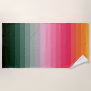 Colourful Striped 70s 80s Retro Rainbow Stripes Beach Towel