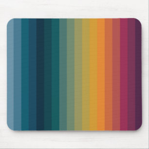 Colourful Striped 70s 80s Retro Rainbow Stripes Mouse Pad