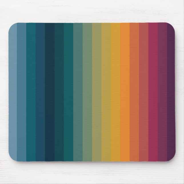 Colourful Striped 70s 80s Retro Rainbow Stripes Mouse Pad (Front)