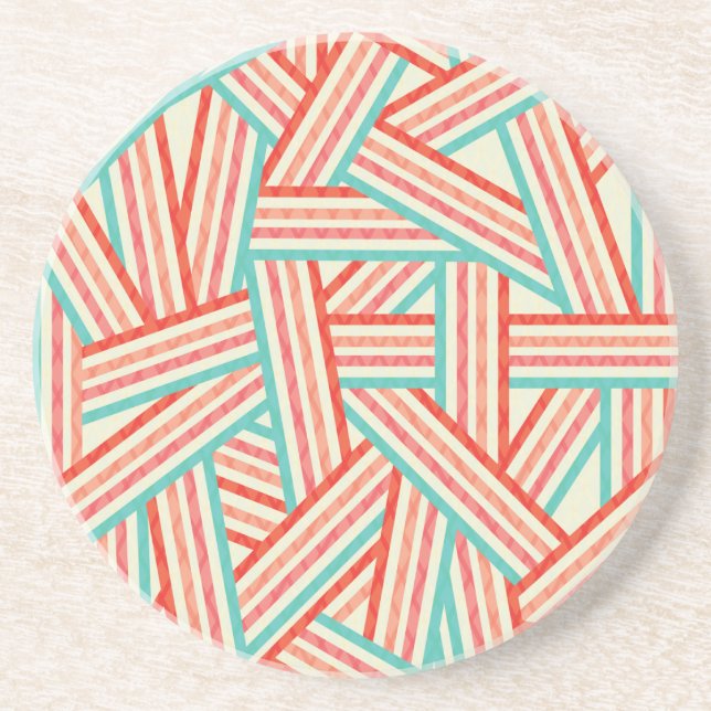 Colourful Striped Abstract Pattern Coaster (Front)