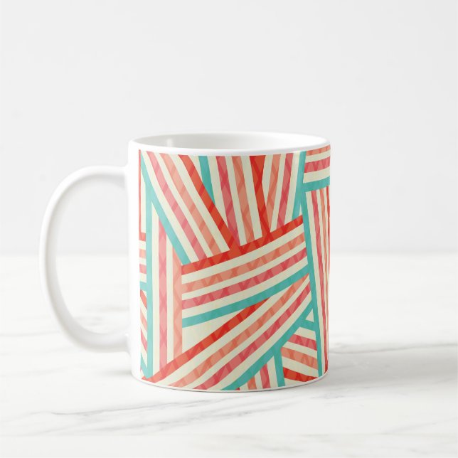 Colourful Striped Abstract Pattern Coffee Mug (Left)