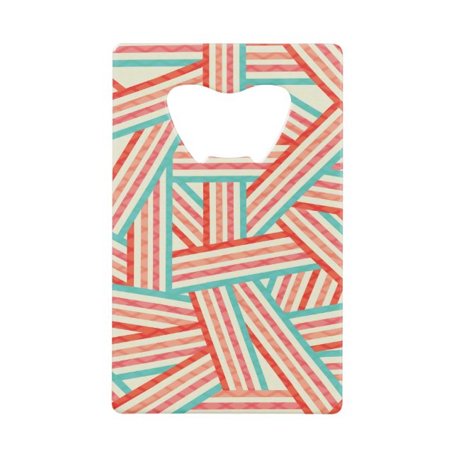 Colourful Striped Abstract Pattern Credit Card Bottle Opener (Front)