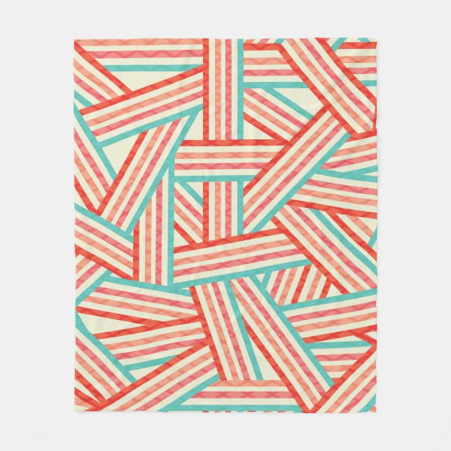 Colourful Striped Abstract Pattern Fleece Blanket (Front)