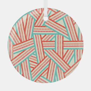 Colourful Striped Abstract Pattern Glass Ornament