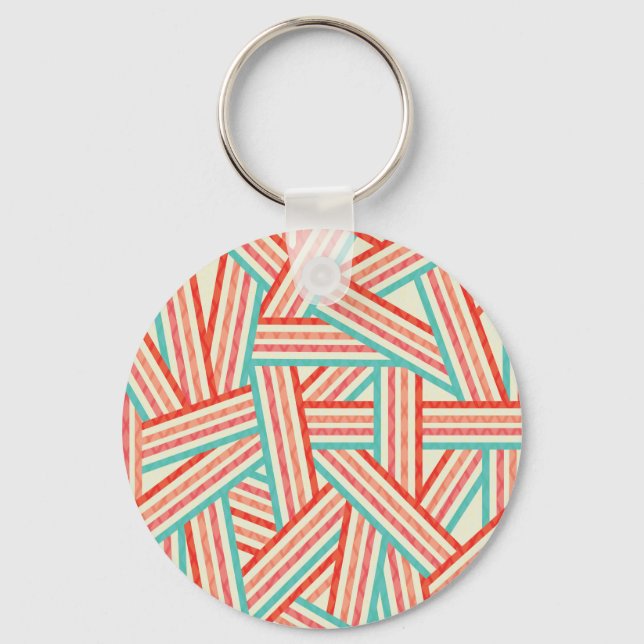 Colourful Striped Abstract Pattern Keychain (Front)
