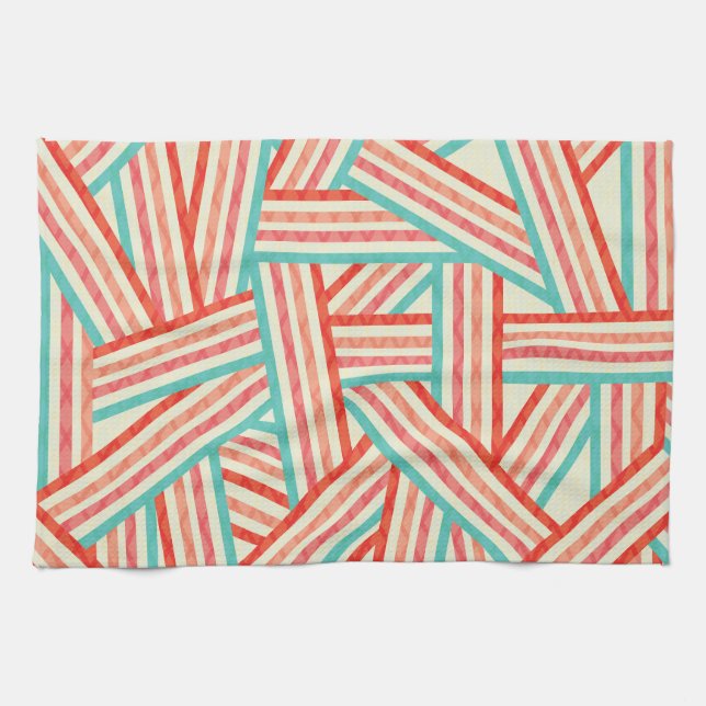 Colourful Striped Abstract Pattern Kitchen Towel (Horizontal)
