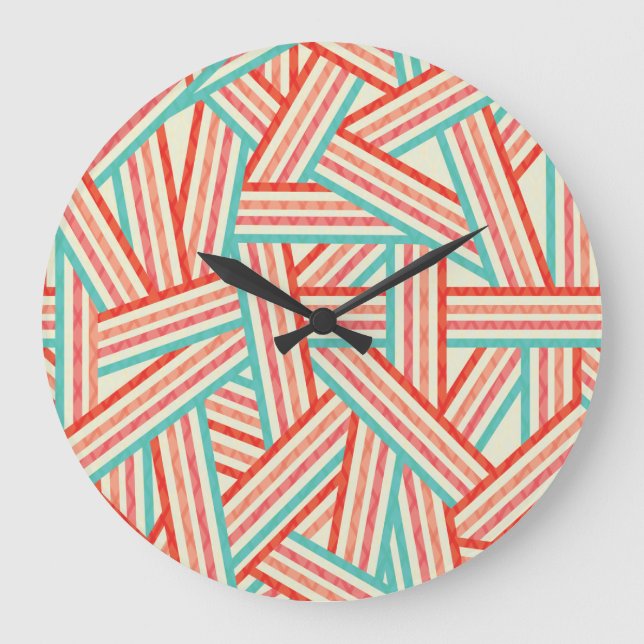 Colourful Striped Abstract Pattern Large Clock (Front)