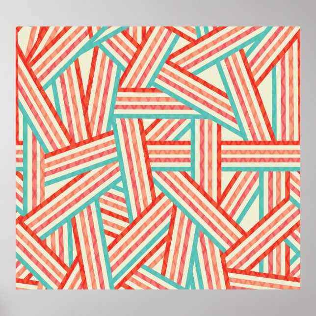 Colourful Striped Abstract Pattern Poster (Front)