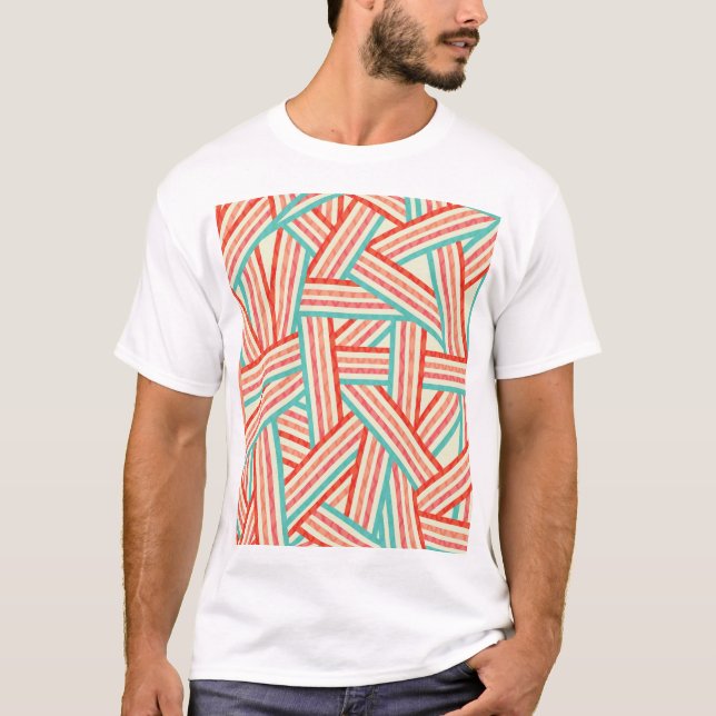 Colourful Striped Abstract Pattern T-Shirt (Front)