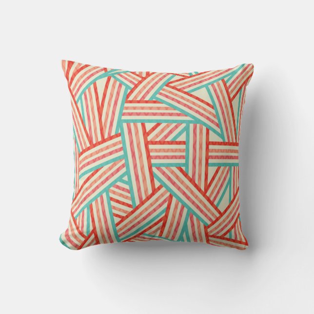 Colourful Striped Abstract Pattern Throw Pillow (Front)