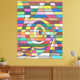 Colourful Striped Abstract with Spiral Centre Canvas Print