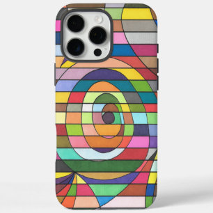 Colourful Striped Abstract with Spiral Centre iPhone 16 Pro Max Case
