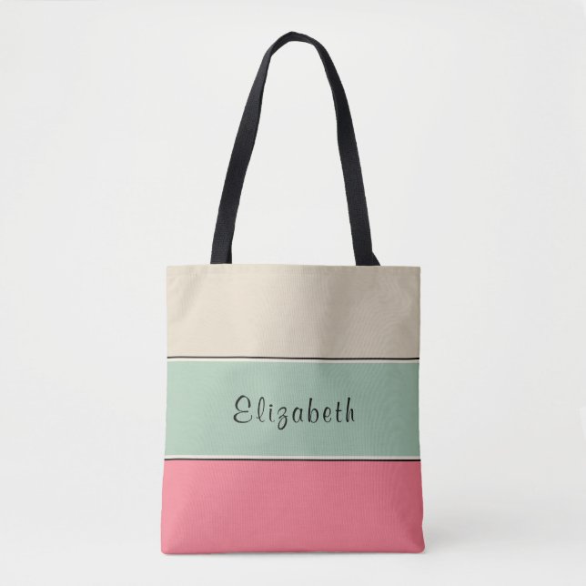 Colourful Striped Custom Name Tote (Front)