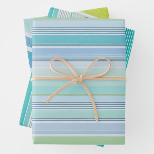 Colourful Striped Fabric Art Wrapping Paper Sheets