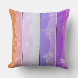 Colourful Striped Floral Motif Throw Pillow
