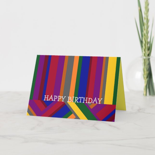 Colourful Striped Folded Greeting Card (Front)