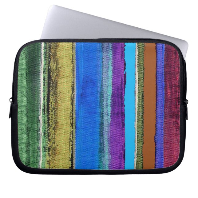 Colourful striped laptop sleeve (Front)
