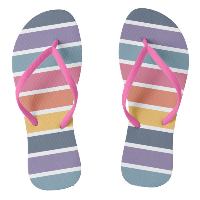 Colourful Striped Pattern Flip Flops (Footbed)
