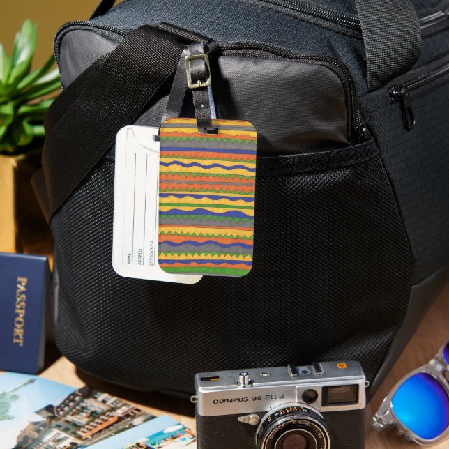 Colourful Striped Pattern Luggage Tag (Front & Back)