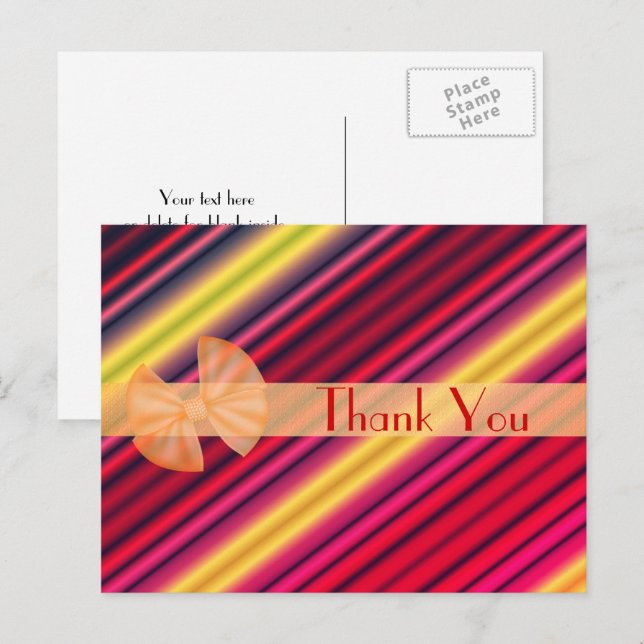 Colourful Striped Pattern Thank You Postcard (Front/Back)