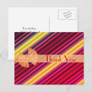 Colourful Striped Pattern Thank You Postcard