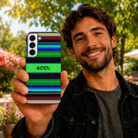 Colourful Striped Pattern with Black Custom Name