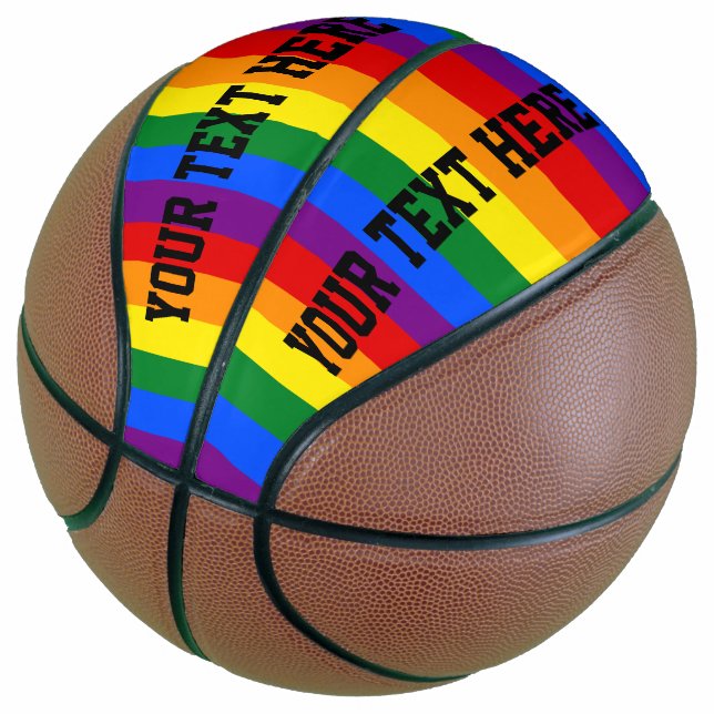 Colourful Striped Rainbow Basketball (Angled)