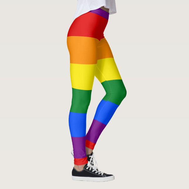 Colourful striped rainbow flag leggings (Right)