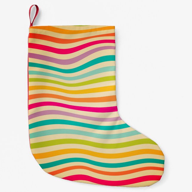 Colourful Striped Seamless Pattern. illustration.  Small Christmas Stocking (Front)