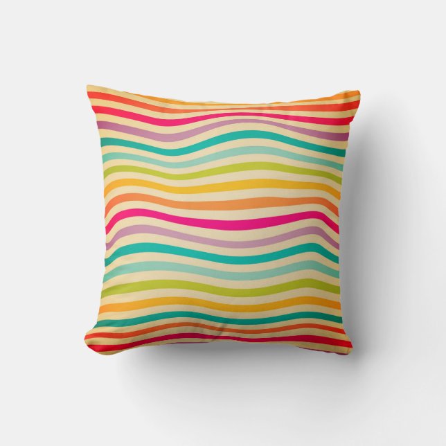 Colourful Striped Seamless Pattern. illustration.  Throw Pillow (Front)