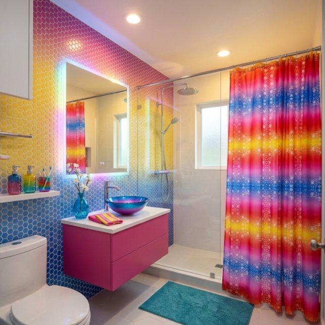 Colourful Striped Shower Curtain (Creator Uploaded)