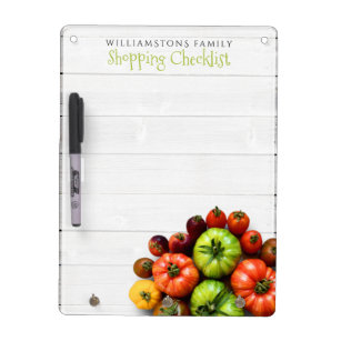 Colourful Striped Tomatoes on Weathered Table Dry Erase Board