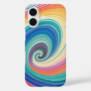 Colourful Striped Waves iPhone 16 Case