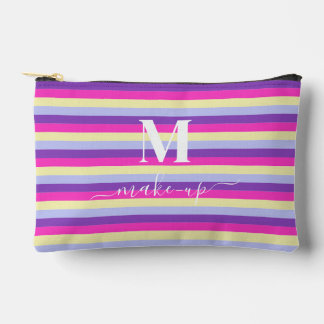 Colourful Striped with Personalized Monogram Scrip Accessory Pouch