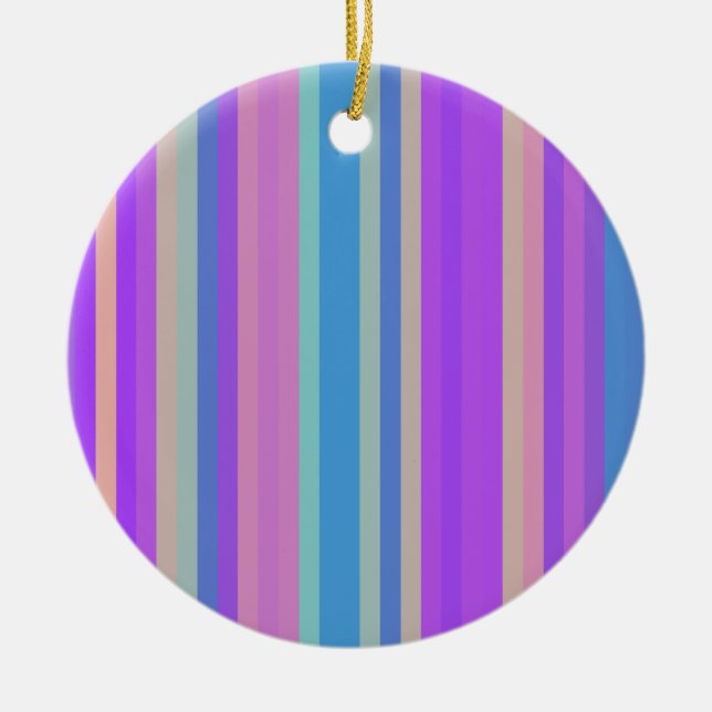 Colourful Stripes 01 Ceramic Ornament (Front)