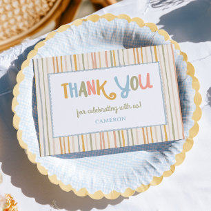 Colourful Stripes 1st Birthday Thank You Card