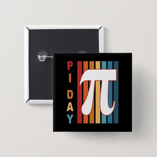 Colourful Stripes 3.14 Pi Day 2 Inch Square Button (Front & Back)