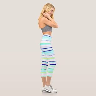 Colourful stripes abstract capri leggings