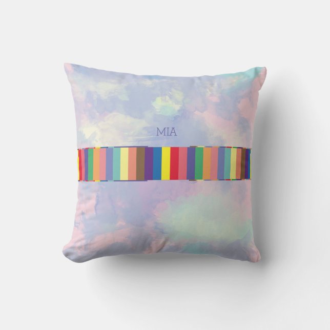 colourful stripes, abstract & geometric, custom throw pillow (Front)