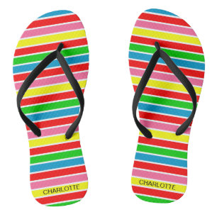 Colourful Stripes Abstract Personalized Flip Flops