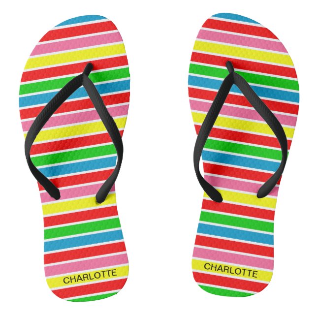 Colourful Stripes Abstract Personalized Flip Flops (Footbed)