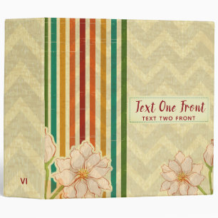 Colourful Stripes And Beige Blossom Binder