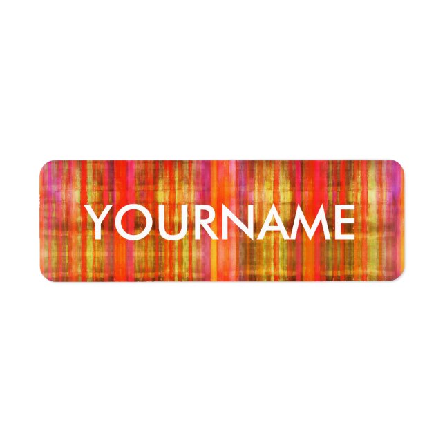 Colourful Stripes Art Pattern Name Label (Front)