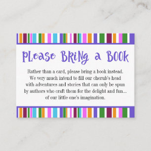 Colourful Stripes Baby Shower Book Request Cards