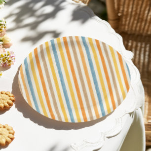 Colourful Stripes Birthday  Paper Plate
