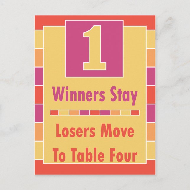 Colourful Stripes Bunco Table Card #1 to 4 (Front)