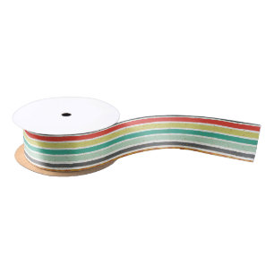 Colourful Stripes Christmas Sparkles Pattern Satin Ribbon