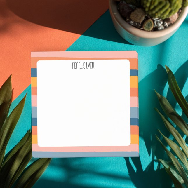 Colourful Stripes CUSTOM Chic Monogram Personalize Post-it Notes (Colorful Stripes CUSTOM Chic Monogram Personalized Post-it Notes
)