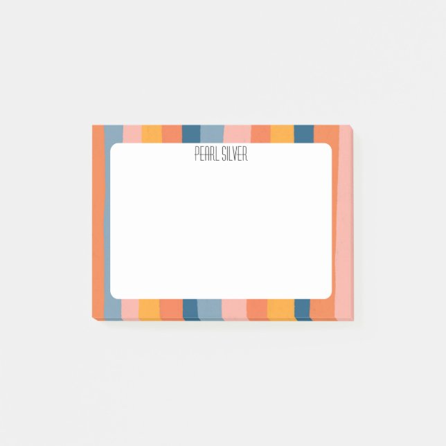 Colourful Stripes CUSTOM Monogram Personalized  Post-it Notes (Front)